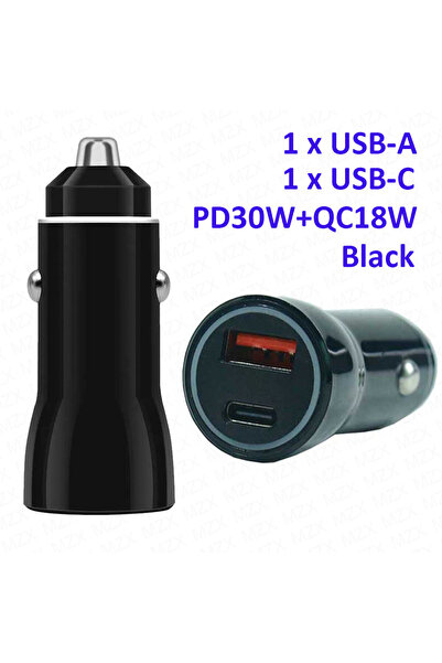 Choice شاحن سيارة ذكي MZX 60W أسود بتقنية PD30W وQC18W، منفذ USB مزدوج سريع ا...