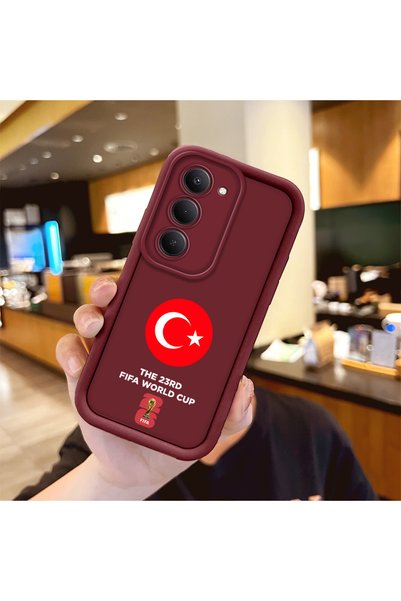 Hontinga حافظة هاتف من السيليكون باللون الأحمر الداكن متوافقة مع Redmi 15 5G ...