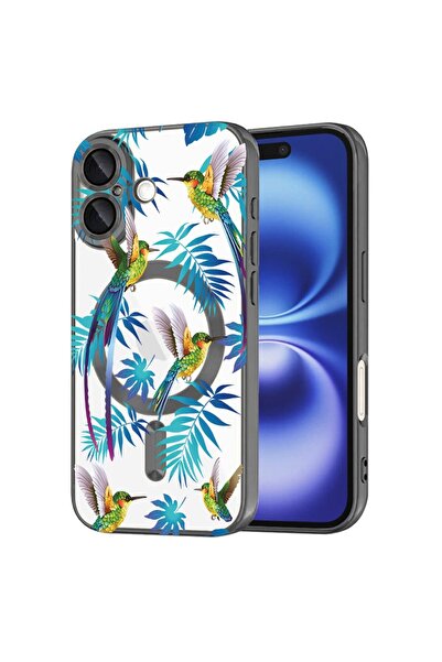 bestcase Πολυτελής Θήκη MagSafe, Συμβατή με Apple iPhone 16, Τροπικό - μπλε, ...