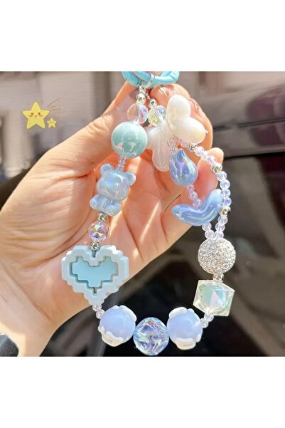 Choice3 Blue Beaded Heart Chain Pendant for Bag Key Chain Crystal Hanging Orn...