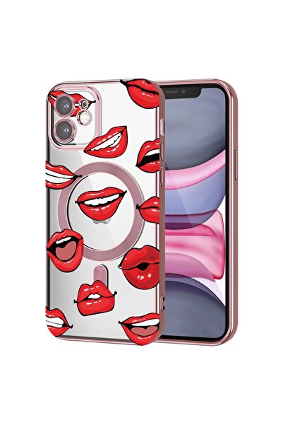 bestcase Husa Luxury MagSafe, Compatibila Apple iPhone 12, Lips - Kiss Patter...