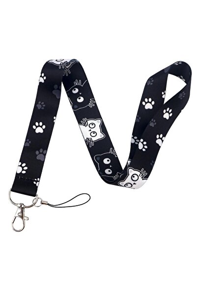 Choice6 Polyester Fiber 1 Cute Black Cat Lanyard Anti-lost Neck Strap for Wom...