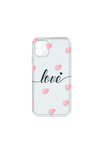 bestcase Husa Crystal Glitter 2MM, Compatibilă cu Apple iPhone 11, Inimi zbur...