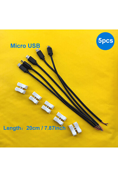 Choice8 Micro USB 5-pcs USB C Type C 2 Pin Bare Wire Open End Power Cord, 2 P...