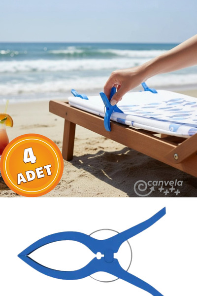 CANVELA 4 Adet XXL Büyük Boy Şezlong Plaj Havlu Mandalı Halı Asma Battaniye v...