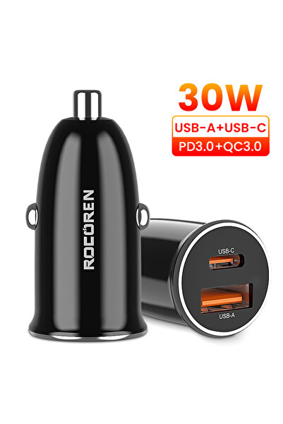 Choice1 USB With Type C Rocoren 30W USB Type C Car Charger PD QC 3.0 Fast Cha...