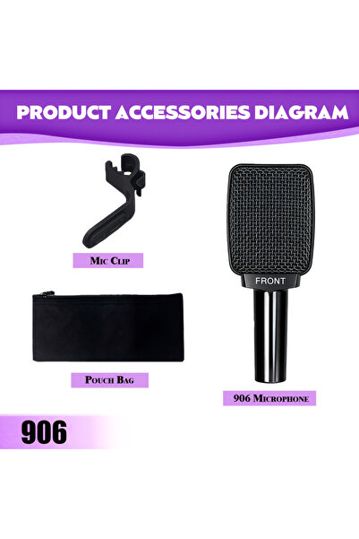 Choice1 ميكروفون ديناميكي احترافي 906 ليكسينوفا 904/906 مع مشبك للطبول والآلا...