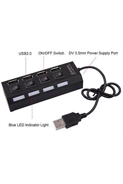 Choice محول USB أسود عالي السرعة بـ 4 منافذ، موسع متعدد المنافذ USB 2.0، موزع...