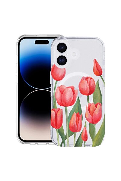 bestcase Husa pentru Apple iPhone 17 cu Design Red Tulips, Mag Anti Shock TPU...