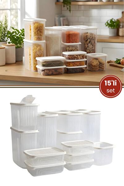 Flora 15’li Buzdolabı Düzenleyici Set, Buzluk Dondurucu Buzdolabı Erzak Sakla...