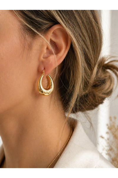 POYASE Gold Color Drop Hoop Earrings Non Tarnish Plated Stylish and Suitable ...