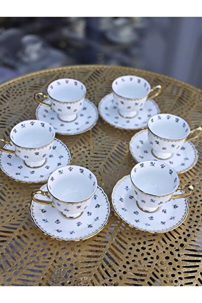 Practice Home Mien Fincan Takımı Çiçekli 6 Kişilik Kahve Fincanı