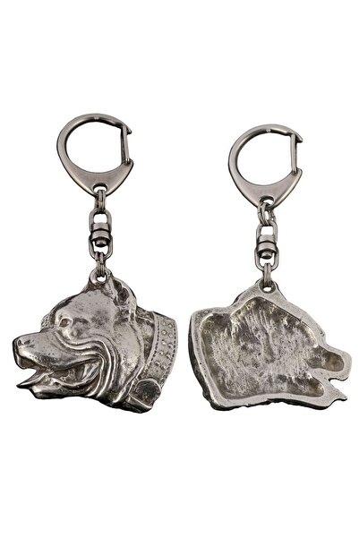Art - Dog American Pit Bull Terrier - Breloc placat cu argint cu un câine înt...