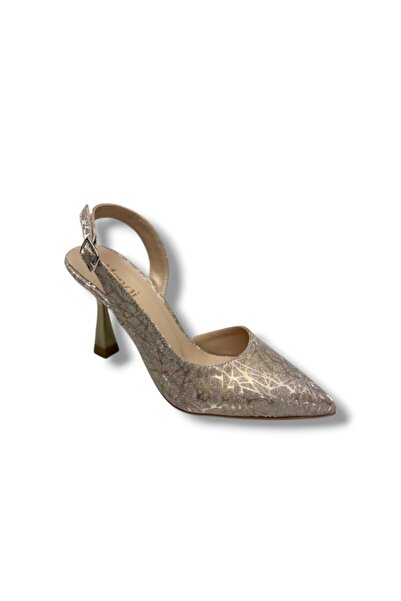 mengi 685-26 Γυαλιστερό σατέν γυναικείο στιλέτο με λεπτό τακούνι και ανοιχτή ...