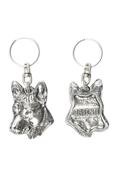 Art - Dog Basenji, African bush dog- Silver-plated pendant with a dog in a de...