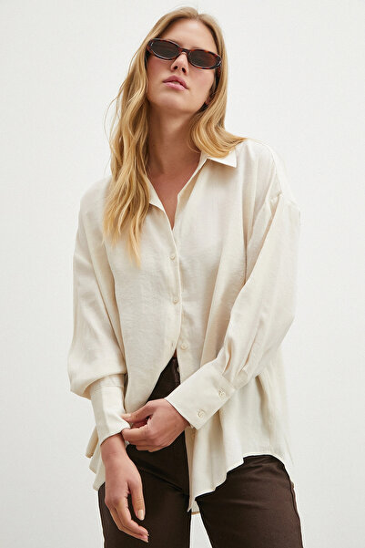 Never more Βασικό Πουκάμισο Μοντάλ Εκρού