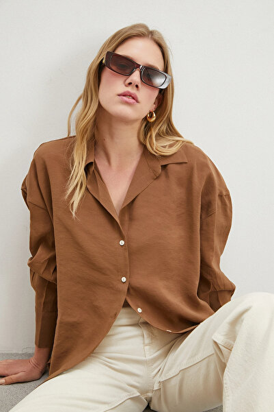 Never more Basic Modal Shirt Brown