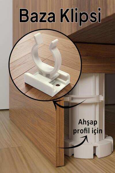 GLASWEN Ahşap Baza Klipsi Mutfak Dolap Tezgah Alt Kısım Kapatma Klips Mobilya...