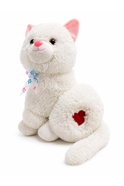 Prlk toys Cute Plush Cat – 35 cm Soft Toy (40 cm Length Including Tail, Heart...