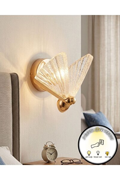 bella lighting Lüks Gold Sarı Kanatlı Tasarım Sabit Aplik Duvar Dekorasyonu 3...