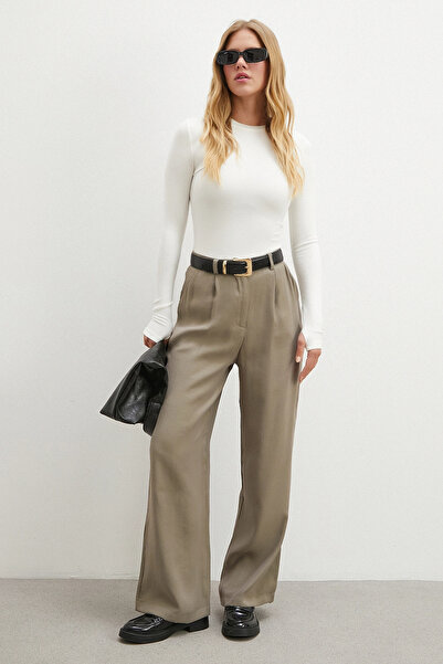 Never more Μοντάλ Παντελόνι Παλάτσο Χακί