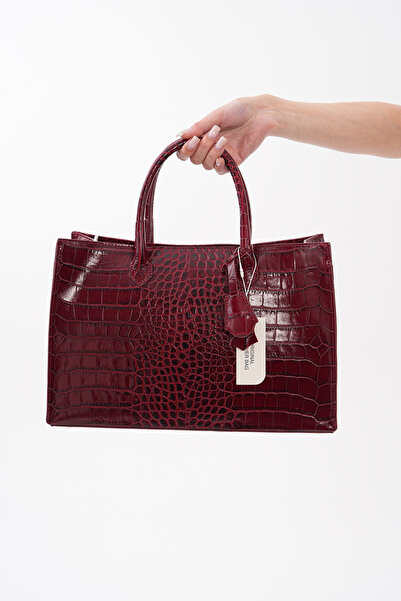Metins Leather Kadın Kroko Desenli Hakiki Deri El & Omuz Çantası – Şık ve Gün...