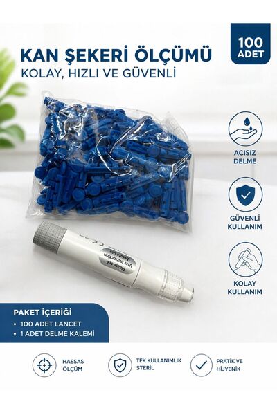 BERİS Şeker Ölçüm Cihazı Delme Kalemi Ve 100 Adet Lanset Parmak Delme