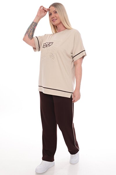 zitex Σετ αθλητικής φόρμας από ύφασμα Modal με λεπτομέρειες κεντήματος και στ...