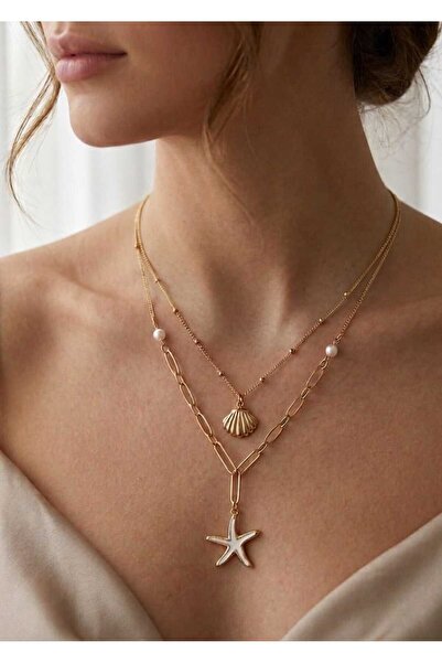 Evaa Jewelry Accessories Çift Sıra Deniz Konseptli Kolye