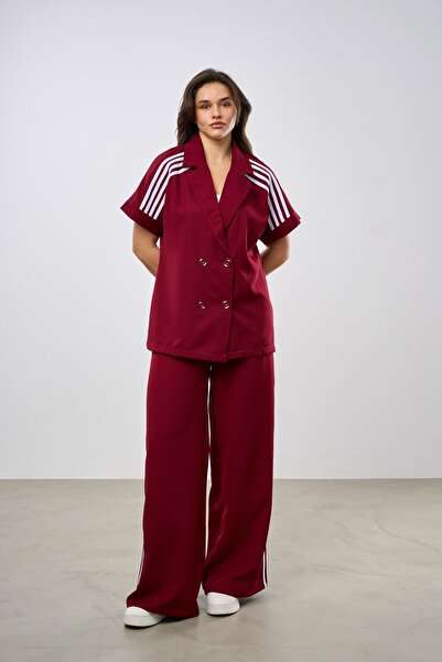 HANIQA Αθλητικό γυναικείο σετ με λεπτομέρεια σε ρίγες και μπουφάν