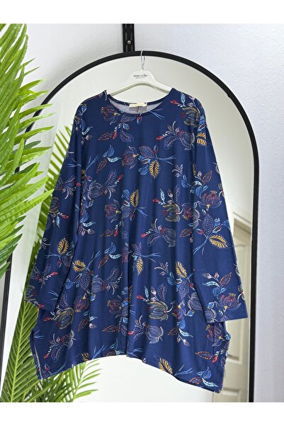 ÖZNE BUTİK Γυναικείο χτενισμένο βαμβακερό τουνίκ μεγάλου μεγέθους 100% βαμβακ...