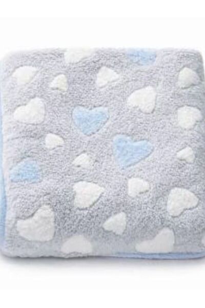 NEWBABY Paturica bebe, New Baby, 80x90 cm, Pufoasa, Blue Heart