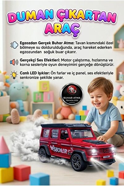 Tıfıl Toys Duman Çıkaran 3 Buton Fonksiyonlu Işıklı Müzikli Sesli Sürtmeli 4x...