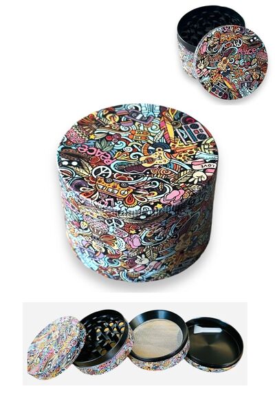 Kalitomi 63mm Desenli Grinder Premium 4 Katmanlı Çinko Alaşım Manuel Kahve Ba...