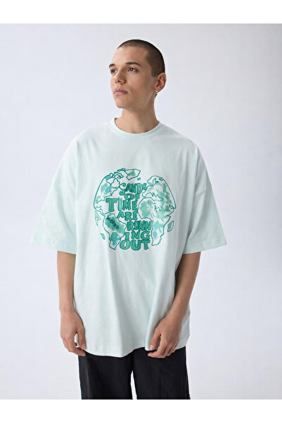Noted By Styli Light Blue Graphic Print Oversized T-Shirt
