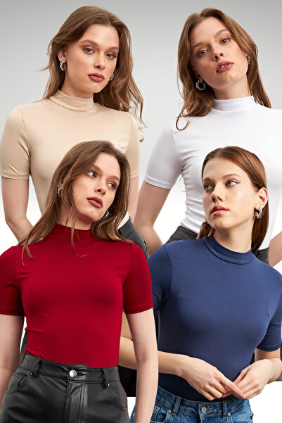 Bipantolon Γυναικεία Λευκή Κρεμ Μπλούζα Ναυτικό Μπλε Βουργουνδία 4 τεμαχίων μ...