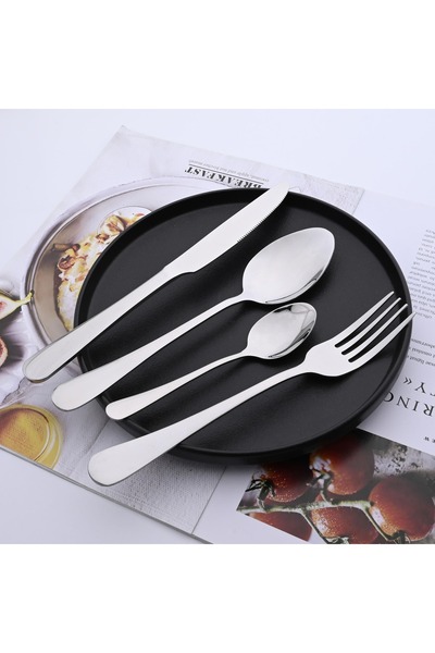 GALORWAY Set de Tacamuri 24 Piese, Set pentru 6 persoane, Otel Inoxidabil, Design Modern, Argint