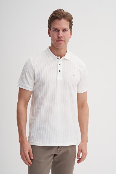 Cazador 40520 Tricou alb cu guler polo pentru bărbați