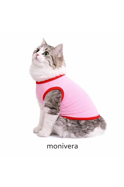 Modetra New Season Summer Unprinted Solid Color Ribbed Cat & Dog Outfit - Und...