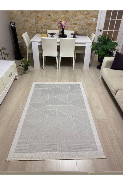 HALISHOP Elite Sisal Non-Slip Base Machine Washable Gray - Cream Color Kitchen Hallway Living Room Carpet