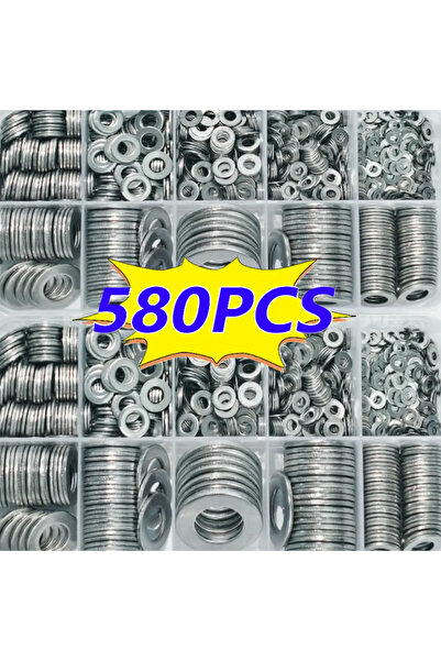 Choice مجموعة من 580 قطعة من الحلقات المسطحة وملحقات التثبيت بالبراغي M2-M12 ...