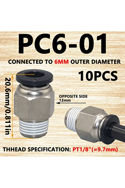 Choice15 PC6-01.10PCS 10PCS PC Pneumatic Air Connector Fitting PC 4mm 6mm 8mm...