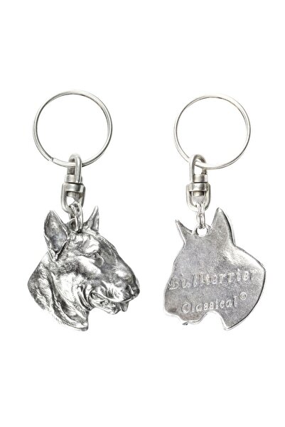 Art - Dog Bull Terrier - Silver-plated dog pendant, handbag decoration, backp...