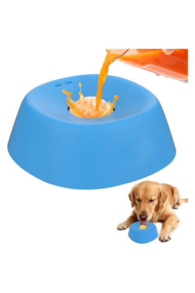Choice Blue Liquid Slow Dog Bowls Anti-slip Ball-shaped Bone Soup Dog Licking...