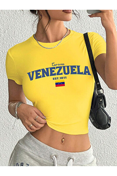 OVER HEAD Γυναικείο μπλουζάκι με βενεζουελινό σχέδιο Bayb Tee Crop