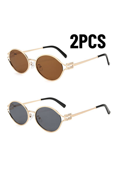 Choice6 نظارات شمسية عصرية جديدة BLS3623-C2C4، إطار معدني صغير بتصميم عين الق...