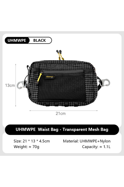 Choice6 Black HIKEMAN Dyneema Fiber Waist Pack 1.1L Waterproof UrltraLight Mu...