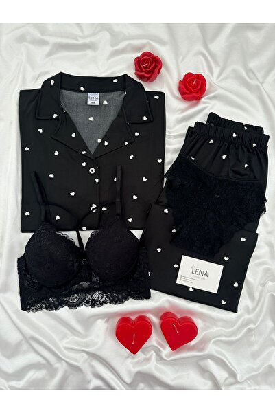 Lena Homewears Γυναικεία Lena με Εσώρουχα Καρδιά Σετ Πιτζάμες Milan με κοντό ...