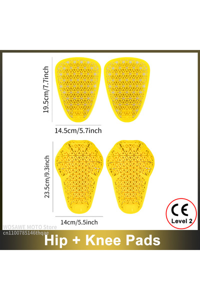 Choice3 One Size Yellow 4Pcs Set WOSAWE CE Level 1/2 Motorcycle Body Protecti...