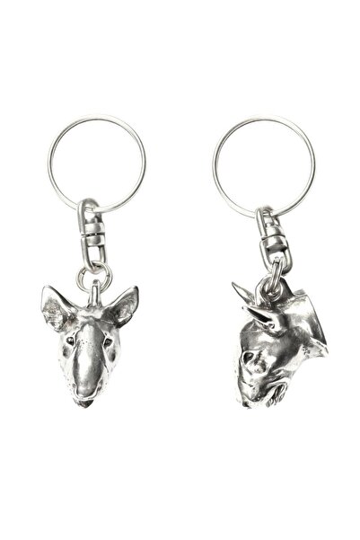 Art - Dog Bull Terrier - Silver-plated dog pendant, handbag decoration, backp...